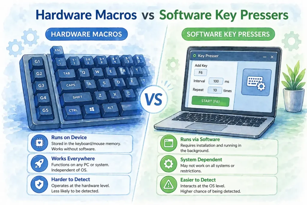 Hardware Macros vs Software Key Pressers